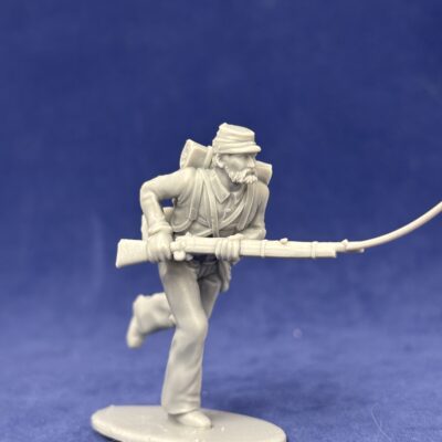 Soldier running with rifle with Kepi Scruffy Beard
