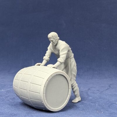 Medieval civilian rolling big barrel - NCM