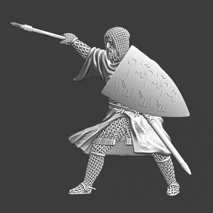 Medieval crusader fighting with axe NCM