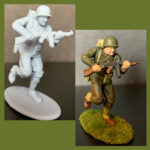 American WW2 GI soldier running with Thompson Gun in hand. photo review