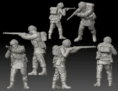 British Paratrooper WW2 standing aiming