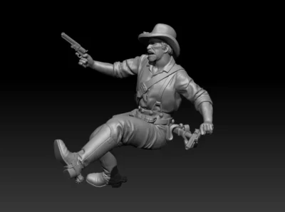 Cavalry Soldier Falling off, with two pistols