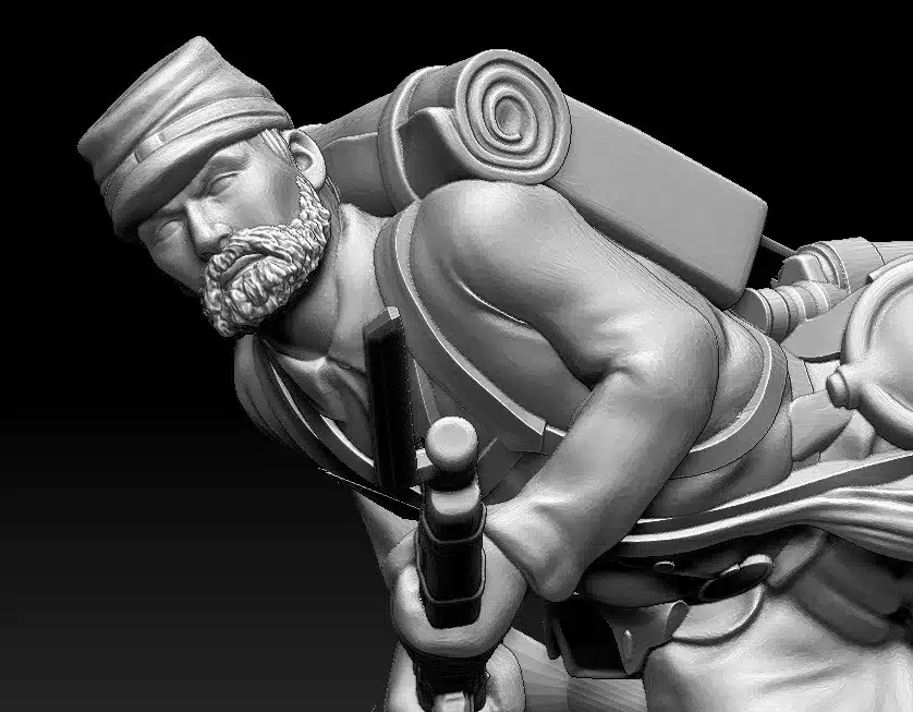 Soldier running with rifle with Kepi Scruffy Beard - Image 2