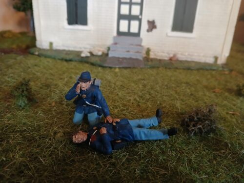 Union soldier shouting for help for fallen friend photo review