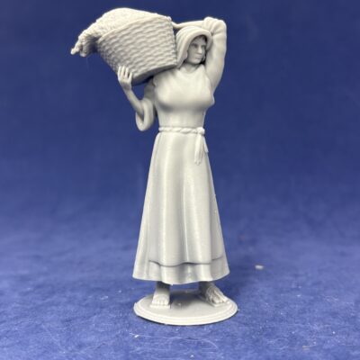 Ancient woman carrying wheat in basket