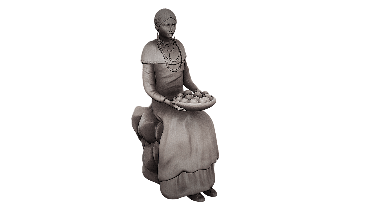 Native American Girl with fruit