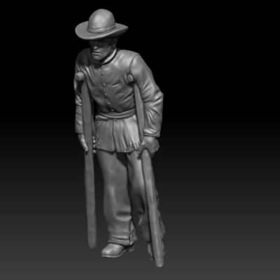 Civil War Soldier on crutches, hat