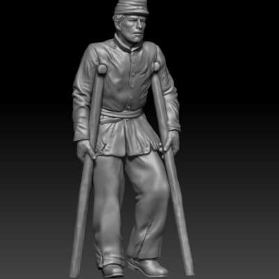 Soldier on crutches, kepi