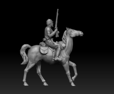 Cavalry soldier with rifle halting horse