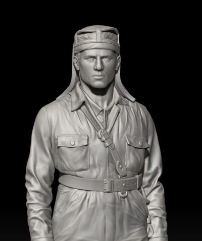 Swedish Tank Soldier standing in Elliot cap, year 1922