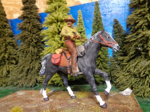 Click to view full screen Cowboy ready and his horse photo review