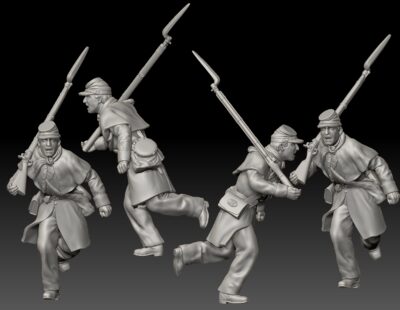 Winter Union Infantry in greatcoat running