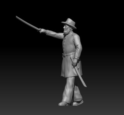 Union Officer walking with sword, left foot first