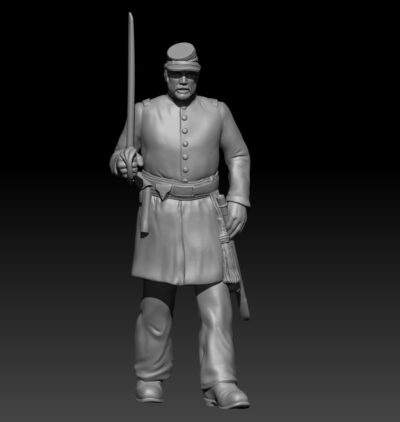 Union Officer walking with sword up, left foot first