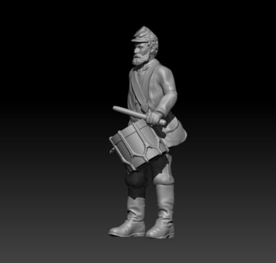 Drummer in forage cap and boots, standing still