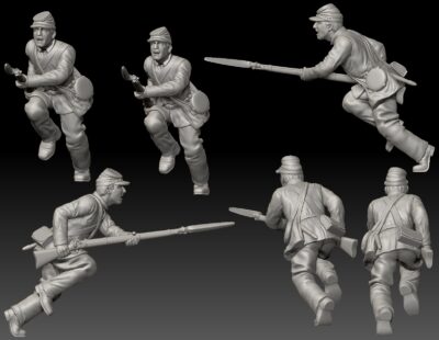 Confederate soldier attacking forcefully