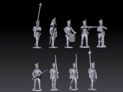 Napoleonic russian musketeers in shako 1805-07 set 2