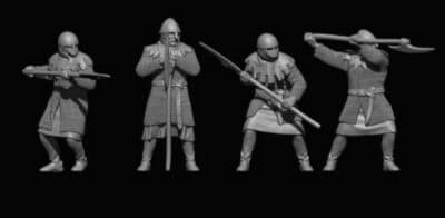 Set of 4 medieval knights with big axes