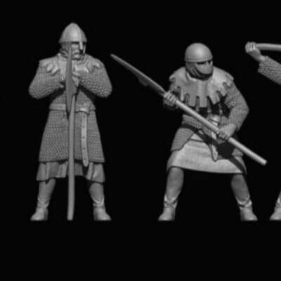 Set of 4 medieval knights with big axes