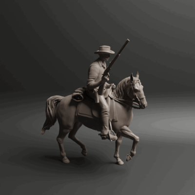Wild West Cowboy riding slow