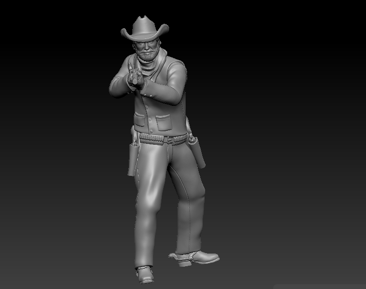 Cowboy aiming with rifle