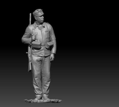 Finnish WWII medic standing guard