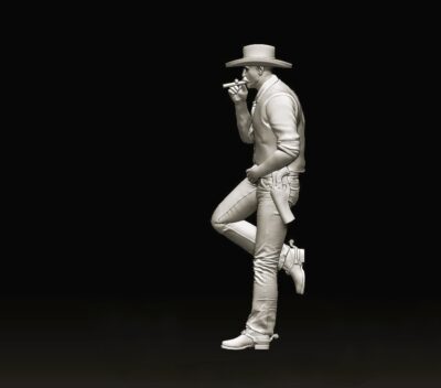Cowboy leaning wall