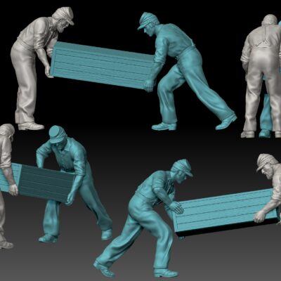 Two Civil war soldiers carrying crate