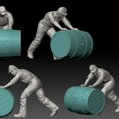 Civil war soldier rolling barrel
