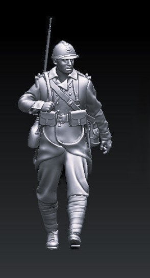 French WW2 soldier walking
