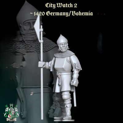 German Bohemian City Watchman Halberd 1420 v2 with Bascinet
