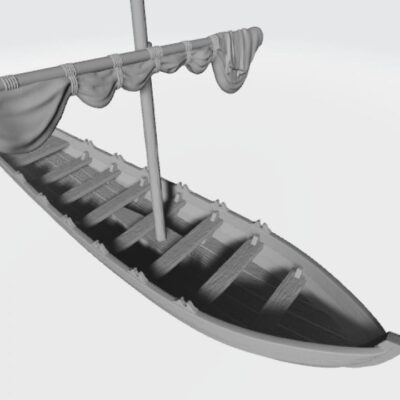 Medieval small boat with sail or for oars