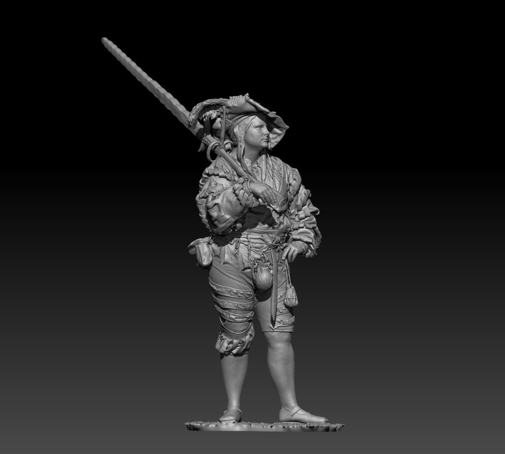 Landsknecht standing with Zweihander sword