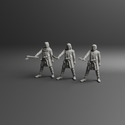 Medieval civilian guard pointing