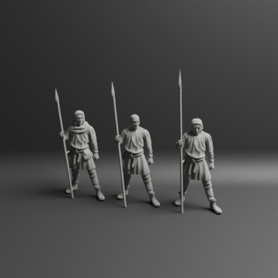 Medieval civilian guard with spear