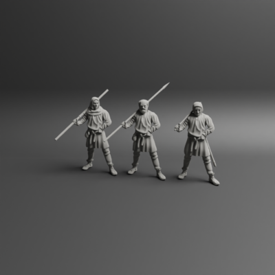Medieval civilian staff on shoulder