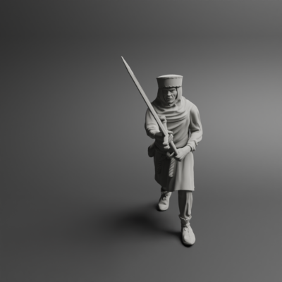 Medieval peasant levy Pose one w claymore NCM