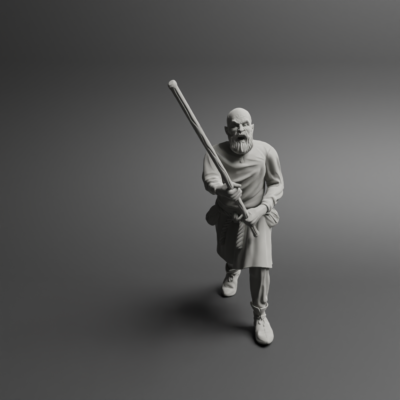 Medieval peasant levy Pose one w stick NCM