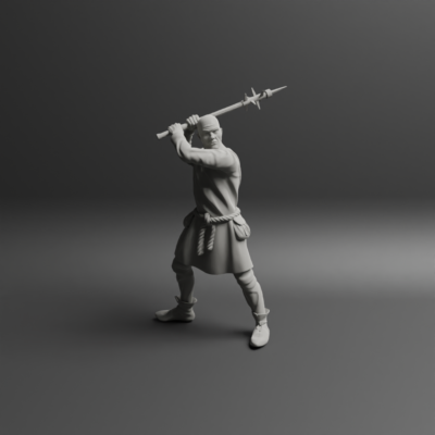 Medieval peasant levy Pose three w pike NCM