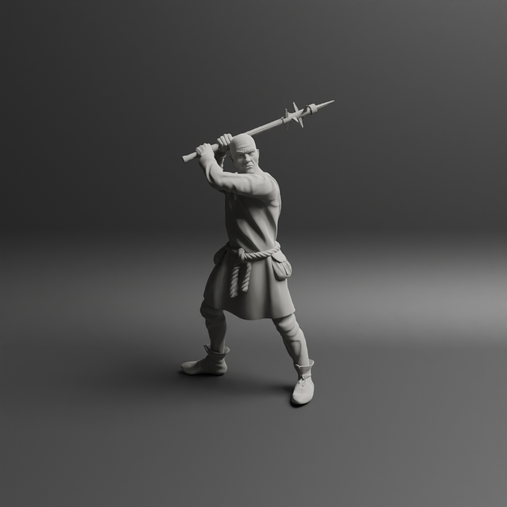Medieval peasant levy Pose three w pike NCM