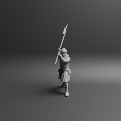 Medieval peasant levy Pose two w pole weapon NCM