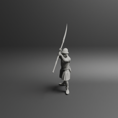 Medieval peasant levy Pose two w scythe NCM