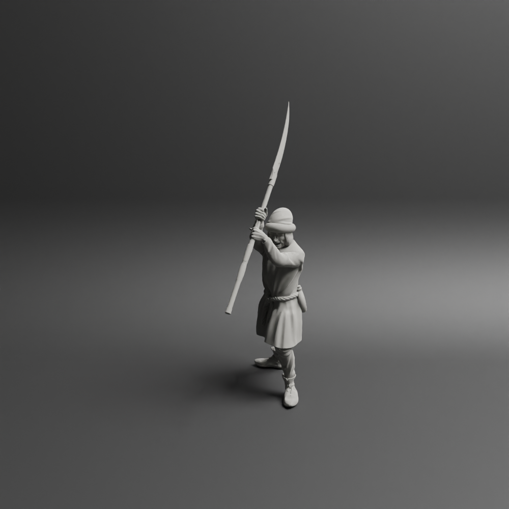 Medieval peasant levy Pose two w scythe NCM