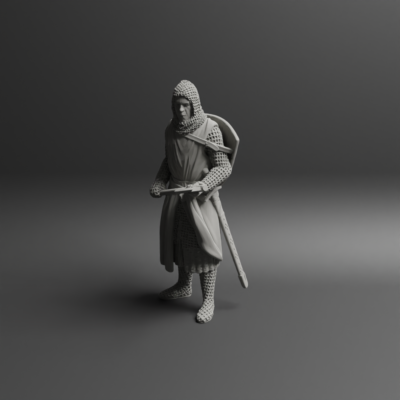 Medieval teutonic knight standing axe