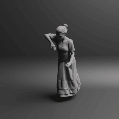 Saloon girl leaning on shoulder