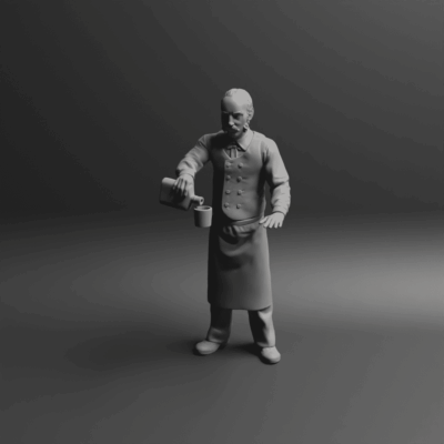 Saloon waiter pouring drink