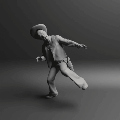 Cowboy taking a hit falling