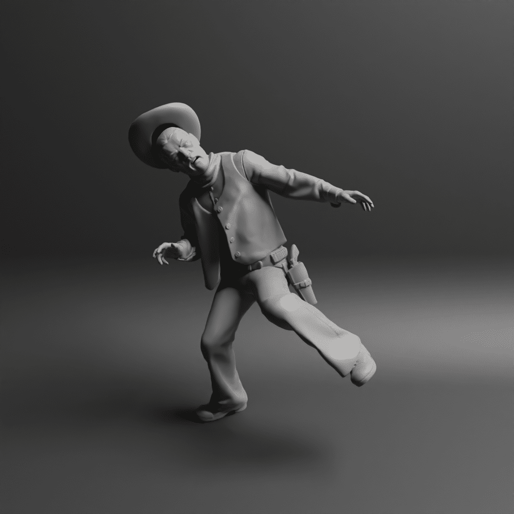 Cowboy taking a hit falling