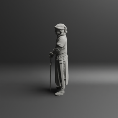 Teutonic knight standing sword