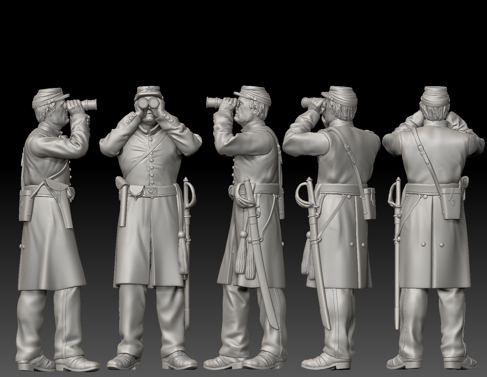 Union officer looking through binoculars